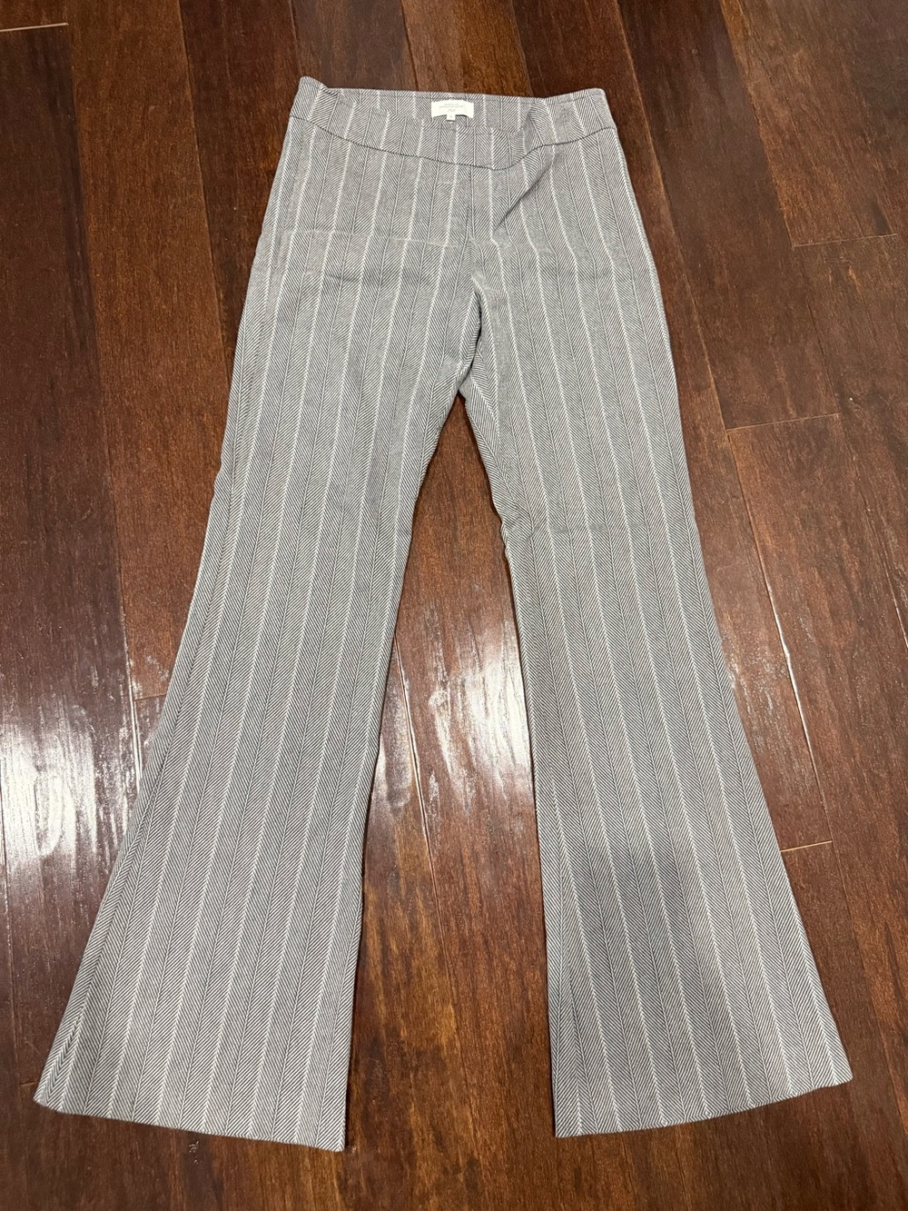 Gray herringbone Flare Dress Pants